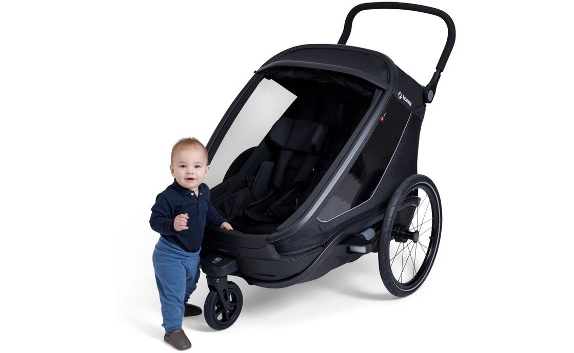 Hamax Outback Next Double Kinderanhänger mit Deichsel und Buggyrad – Image 6
